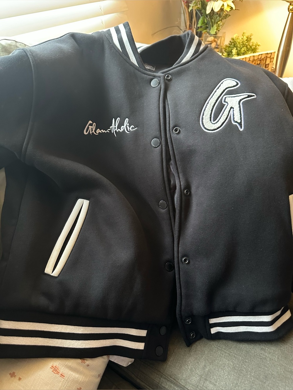 Glamaholic Black & White Varsity Bomber Jacket by GlamAholic